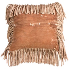 Antique Sakaburkuo and Boro Finished with Fringe Pillow