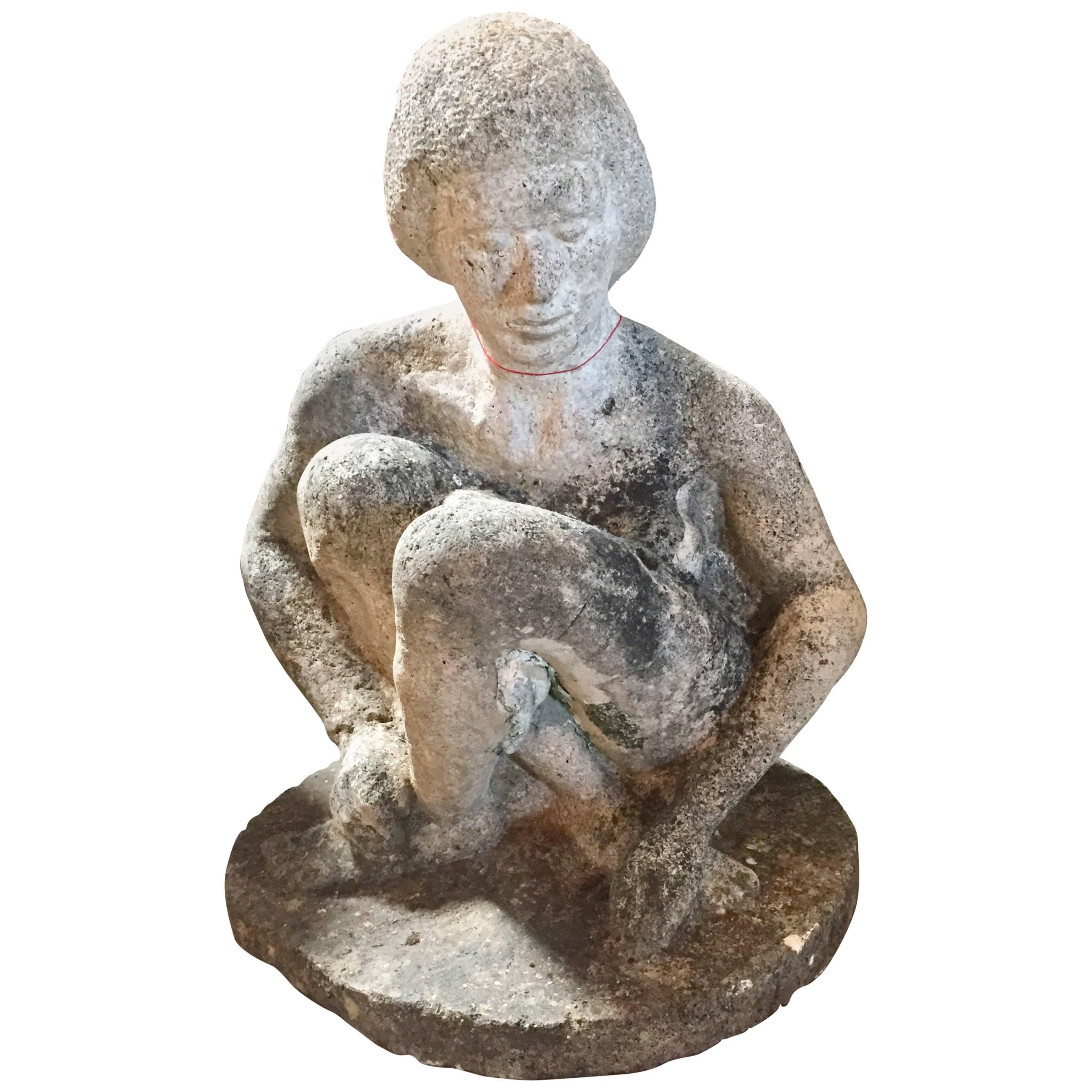 French 1930s Limestone Sculpture For Sale