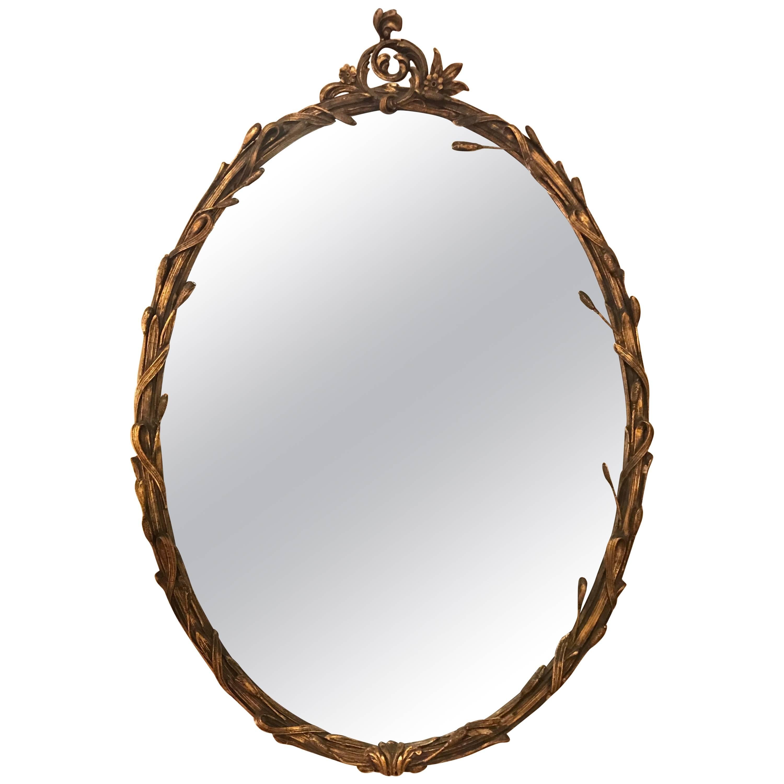 Italian Gilt Gesso and Wood Oval Wall or Console Mirror