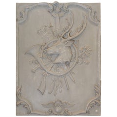 Antique 19th Century Deer with Hunting Horn Plaque