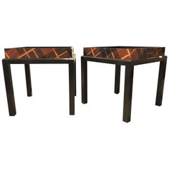 Pair of Jonathan Charles Hand Inlaid Butler's Table