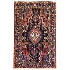 Persian Hand-Knotted Tribal Indigo Blue Hamadan Rug