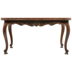 Antique French Walnut Country Draw-Leaf Table