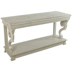 French Restauration Style Painted Counter, Dry Bar or Console with Two Drawers