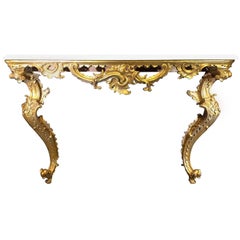 Italian Rococo Giltwood Console, 18th Century