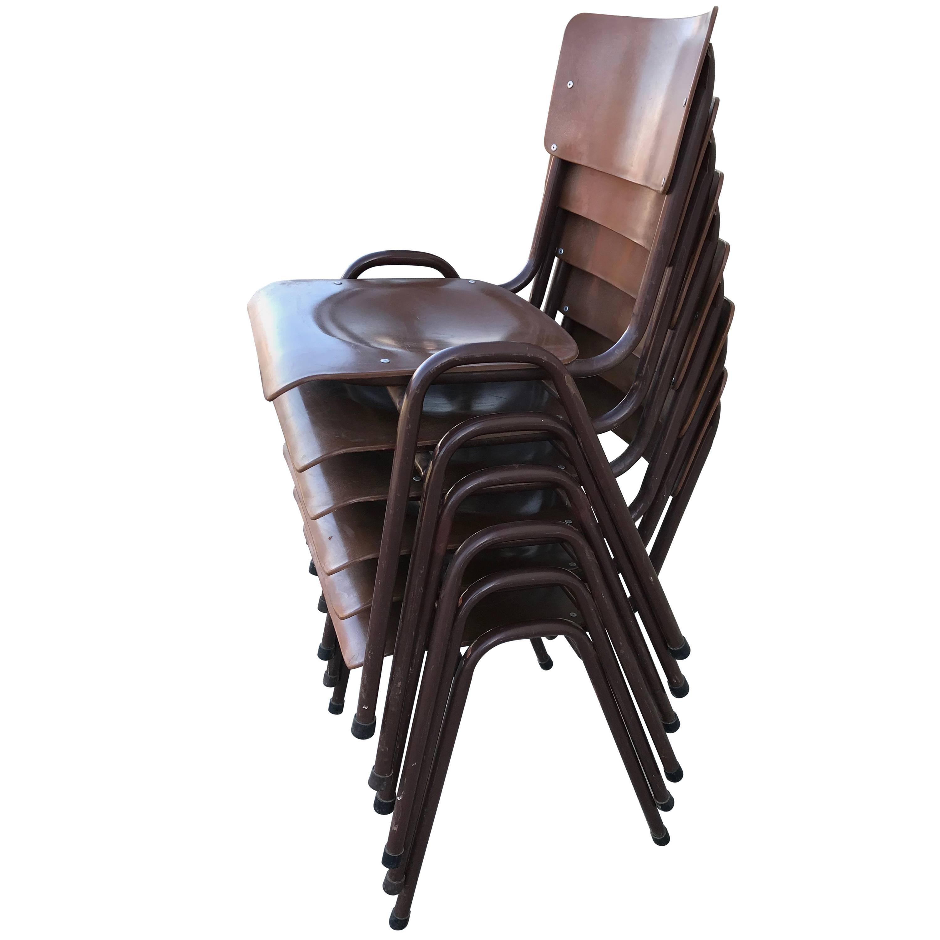 Set of Six 1950s Danish Stacking Chairs