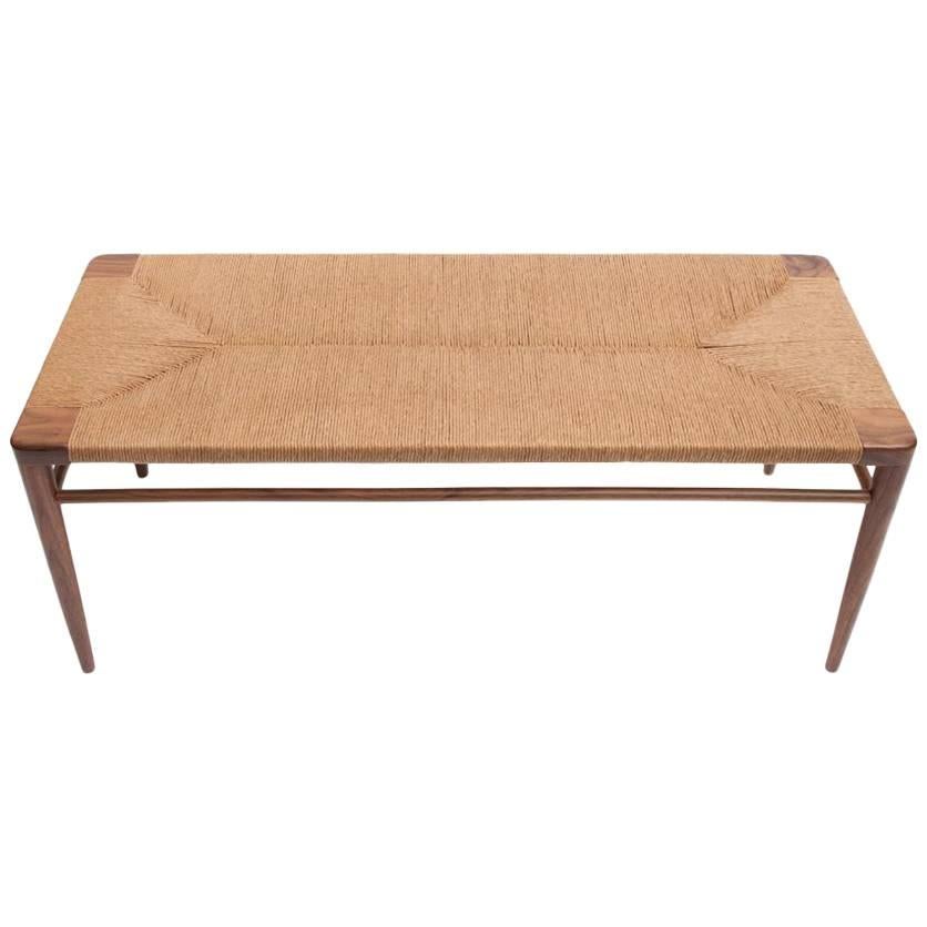 Walnut and Natural Rush 44" Bench by Smilow Furniture