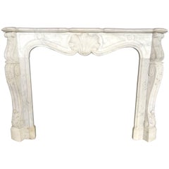 Antique Marble Fireplace White Carrera Exceptional Quality France, 19th C