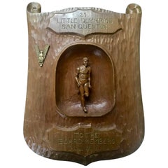 Prison Wood Carved Folk Art Plaque "Little Olympics San Quentin", 1942