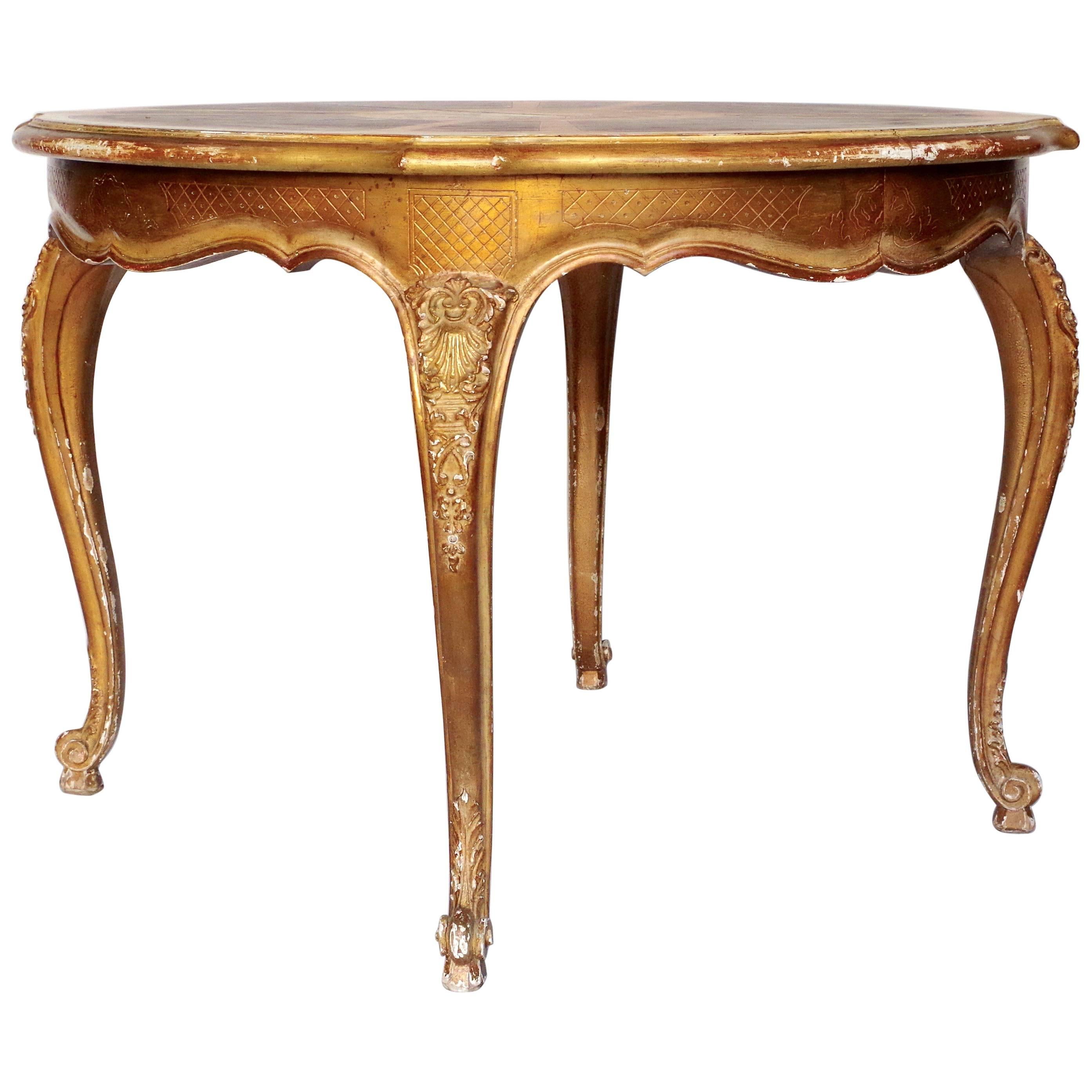 Louis XV Style Round Giltwood Table with Extension Stamped M.Hirch, circa 1960