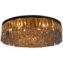 Huge Gilt Brass and Glass Flush Mount by Palwa, 1960s, Germany