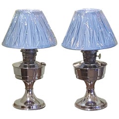 Pair of Art Deco 1930s Chrome Parafin Lamps