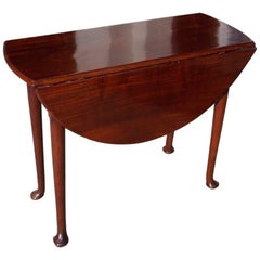 Antique English Queen Anne Cuban Mahogany Drop-Leaf Occasional Table, Circa 1740