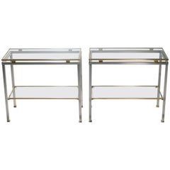 Mesa auxiliar de níquel pulido y latón Guy Lefevre para Jansen, años 70