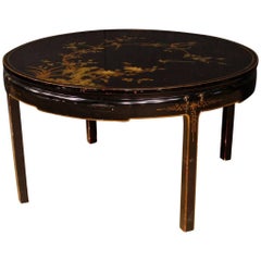 French Black Centre Table in Lacquered and Painted Chinoiserie Wood 20th Century French Black Centre Table in Lacquered and Painted Chinoiserie Wood 20th Century