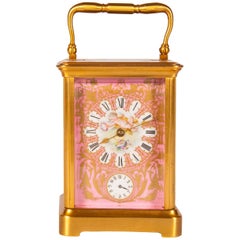 Used Rococo Style Sevres Style Porcelain and Ormolu Carriage Clock