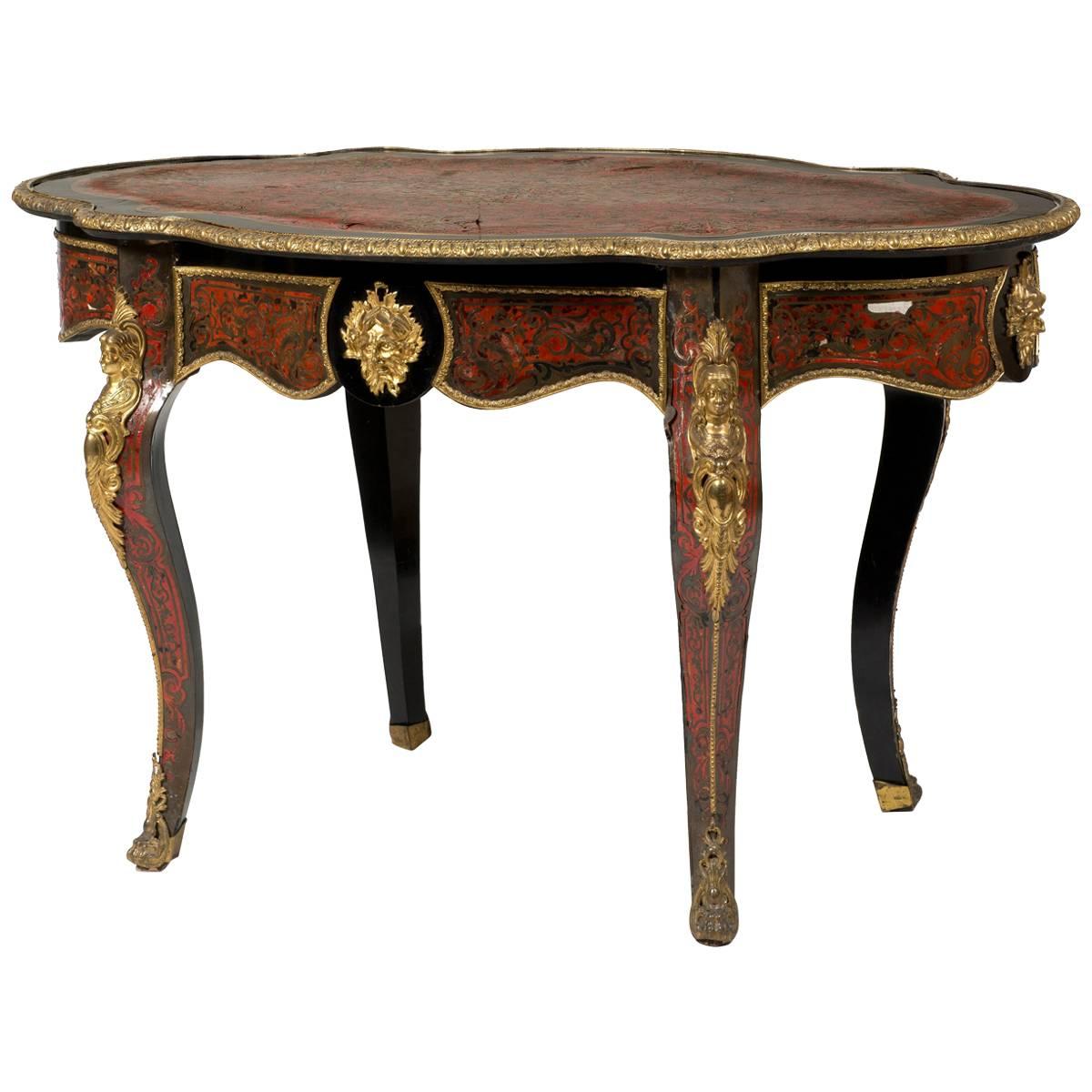 Table de centre du XIXe siècle en marqueterie de Boulle et bronze doré en vente