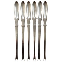 Set of Six Georg Jensen Stainless Steel Seafood Forks