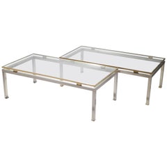 Polished Nickel and Brass Coffee Tables Guy Lefevre for Jansen, 1970s