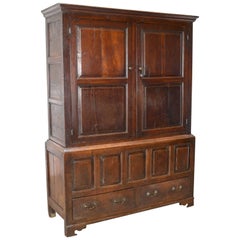 Late Georgian Antique Press Cupboard, English, Oak, Housekeeper's Cabinet