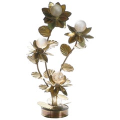 Maison Jansen Brass Flower Floor Lamp, 1970s