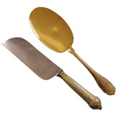 Vintage Elysee by Puiforcat French Sterling Silver Vermeil Gold Ice Cream Two-Piece Set