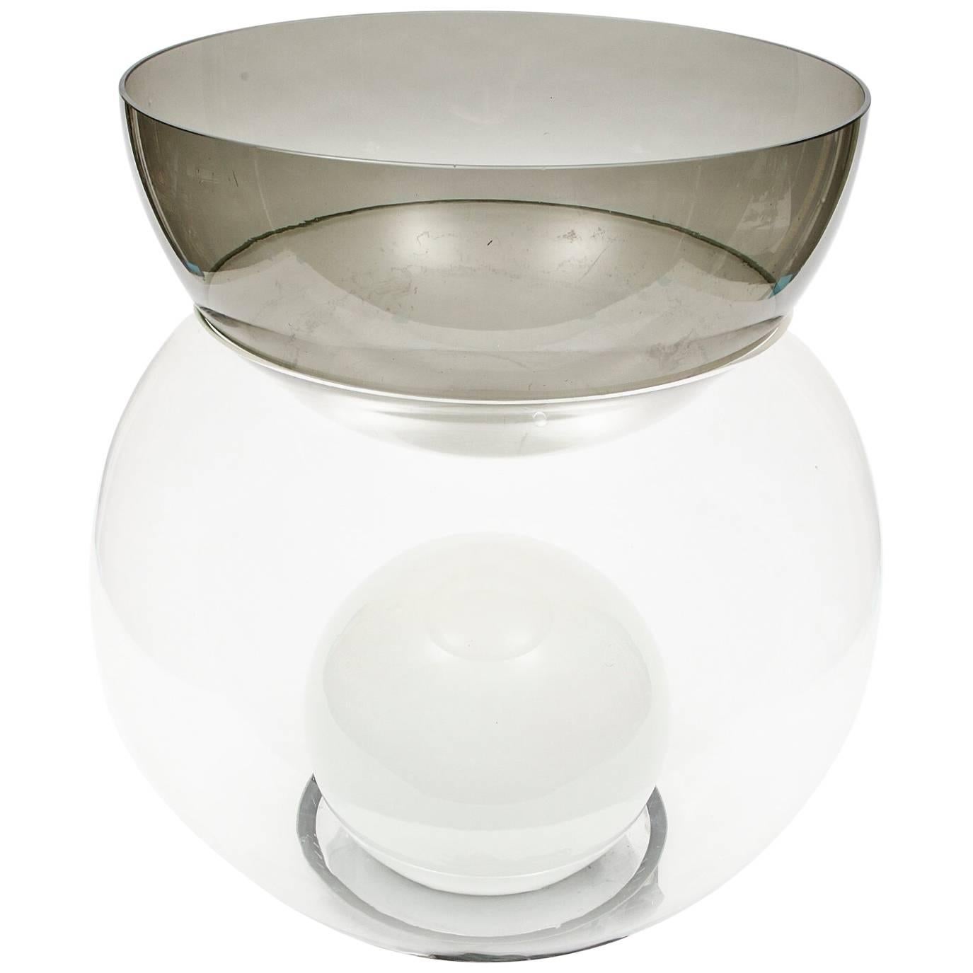 True Mid-Century Modern Gae Aulenti Design Glass "Giova" Lamp or Jardinière