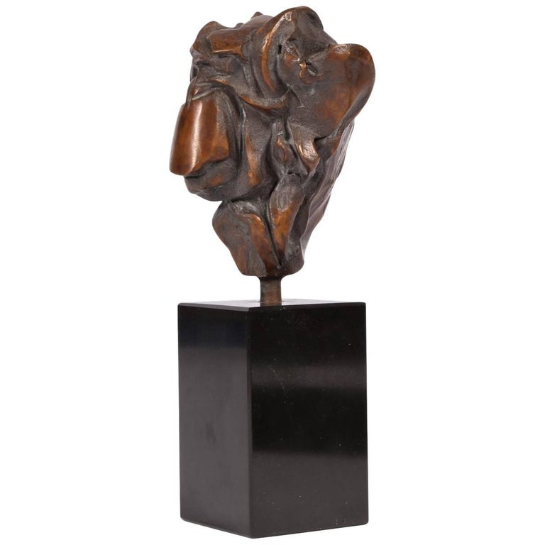 Modern Abstract Bronze Sculpture with Marble Base For Sale at 1stDibs