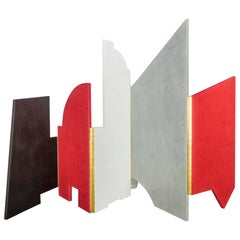 Radiant Folding Screen in Black, Red, White and Marble