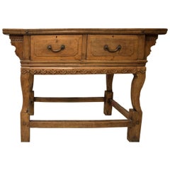 18th Century Carved Elm Chinese Console