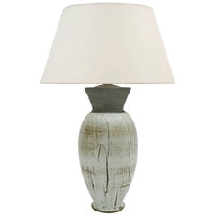 Contemporary French Abstract Grey and Blue Ceramic Table Lamp
