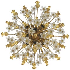 French 1960s Tole and Crystal Plaffonier Vintage French 1960s Tole and Crystal Plaffonier