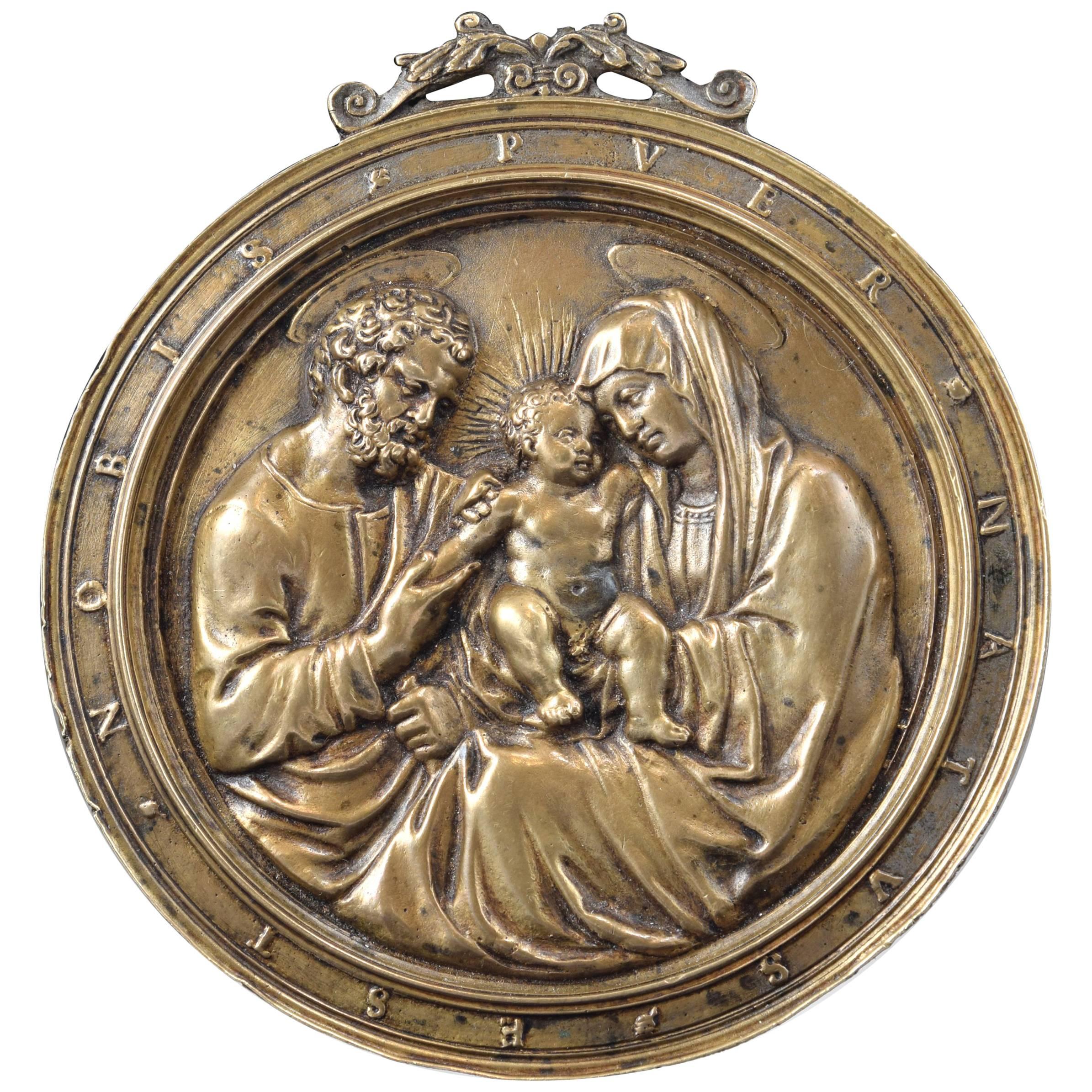 "Sacred Family", Relief in Bronze, Francesco Marti, 16th Century