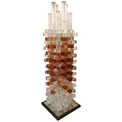 Sculpture Lamp Pressed Glass by Biancardi and Jordan Arte, Italy, 1970s