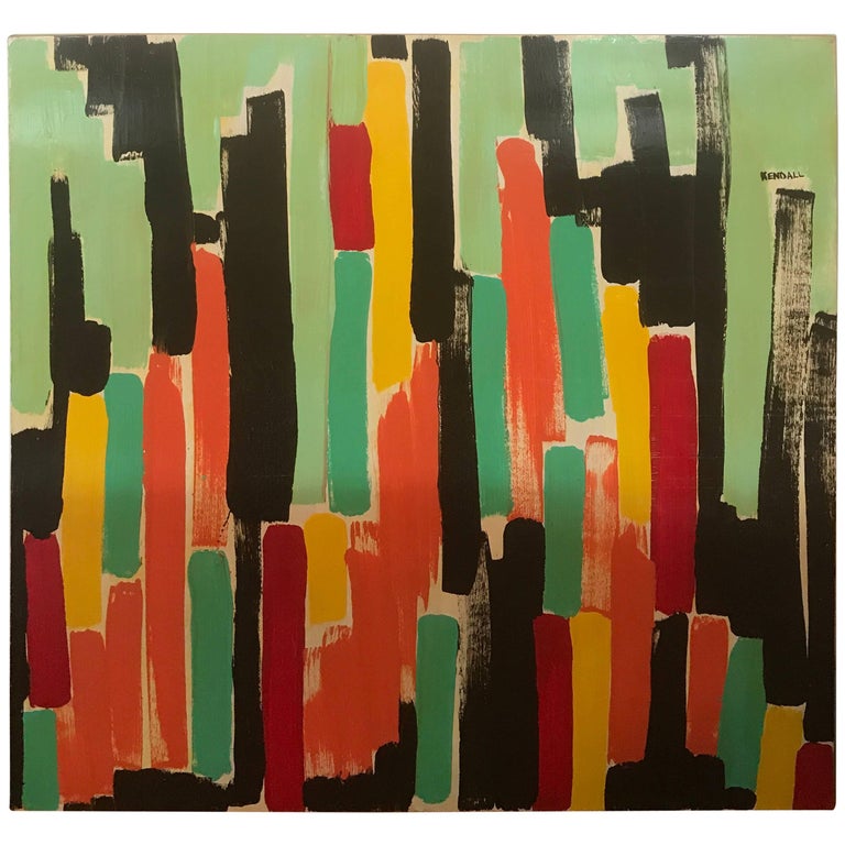 Richard Kendall Large Art Midcentury Oil on Board Abstract, 1970s at