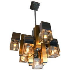 Cubic Chandelier by Sciolari for Stilkronen, Italy, 1970s