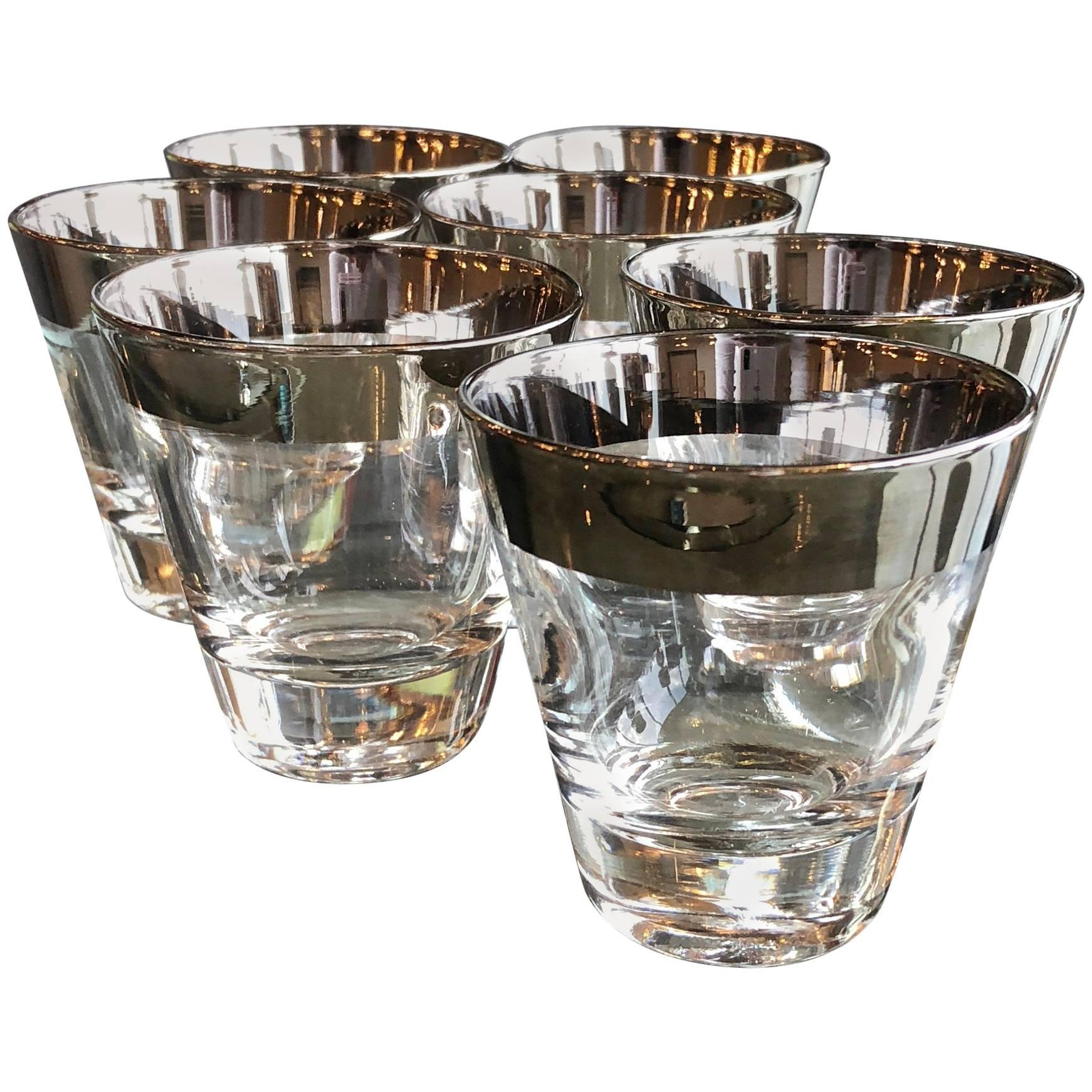 Set of seven Mid-Century Modern Dorothy Thorpe Overlay Shot Cocktail Glasses