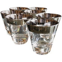 Retro Set of seven Mid-Century Modern Dorothy Thorpe Overlay Shot Cocktail Glasses