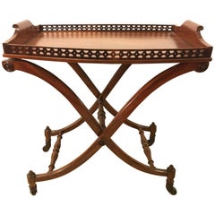 Mahogany Georgian Style Serving Cart on Casters with Folding Base