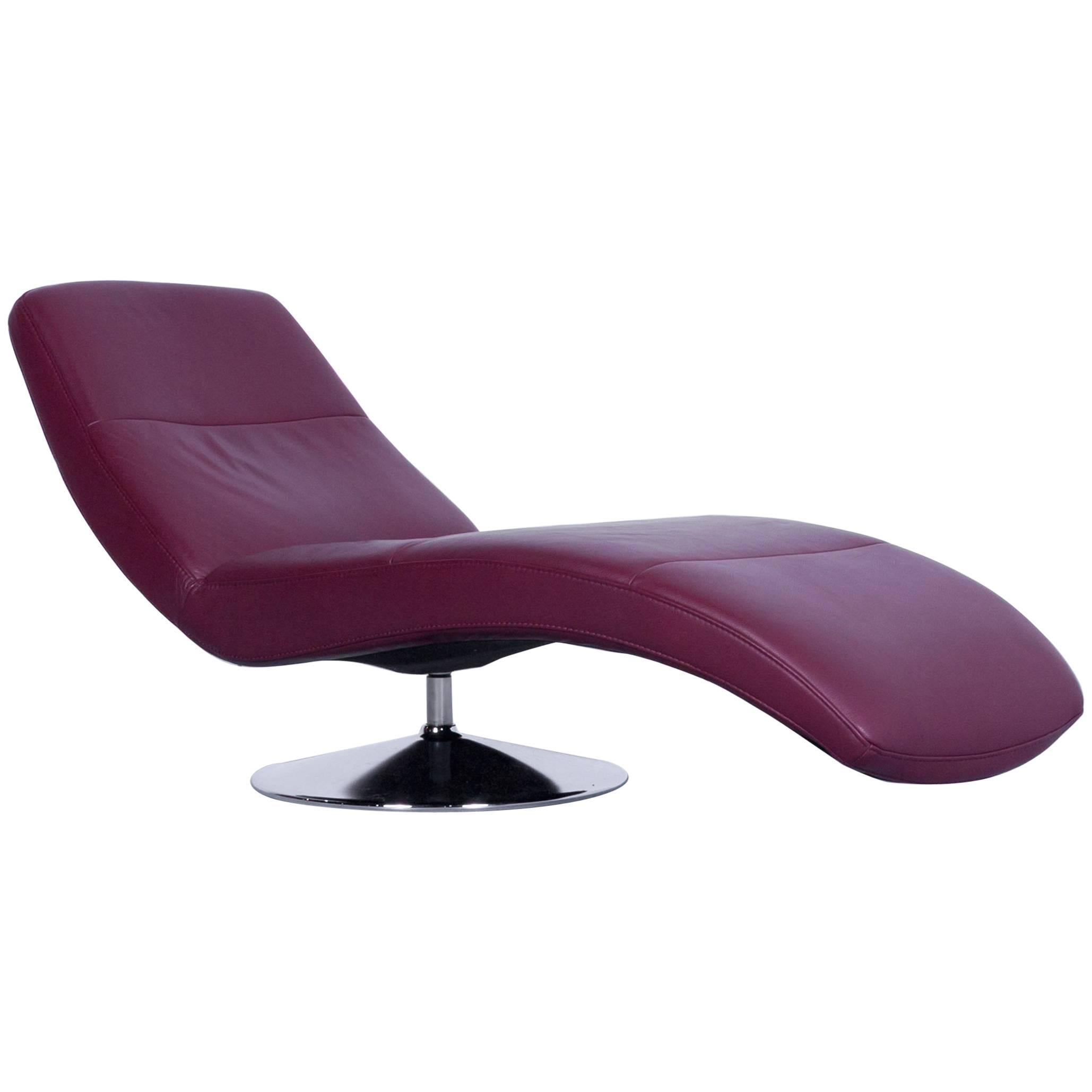 Ewald Schillig Slice daybed Designer Recliner Chair Leather Red Bordeaux For Sale