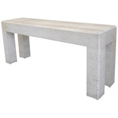 20th Century Travertine Console Sofa Table in the Manner of Maitland-Smith