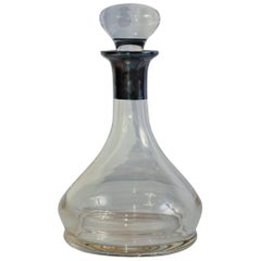 Contemporary Crystal Wine Decanter with Silver Collar