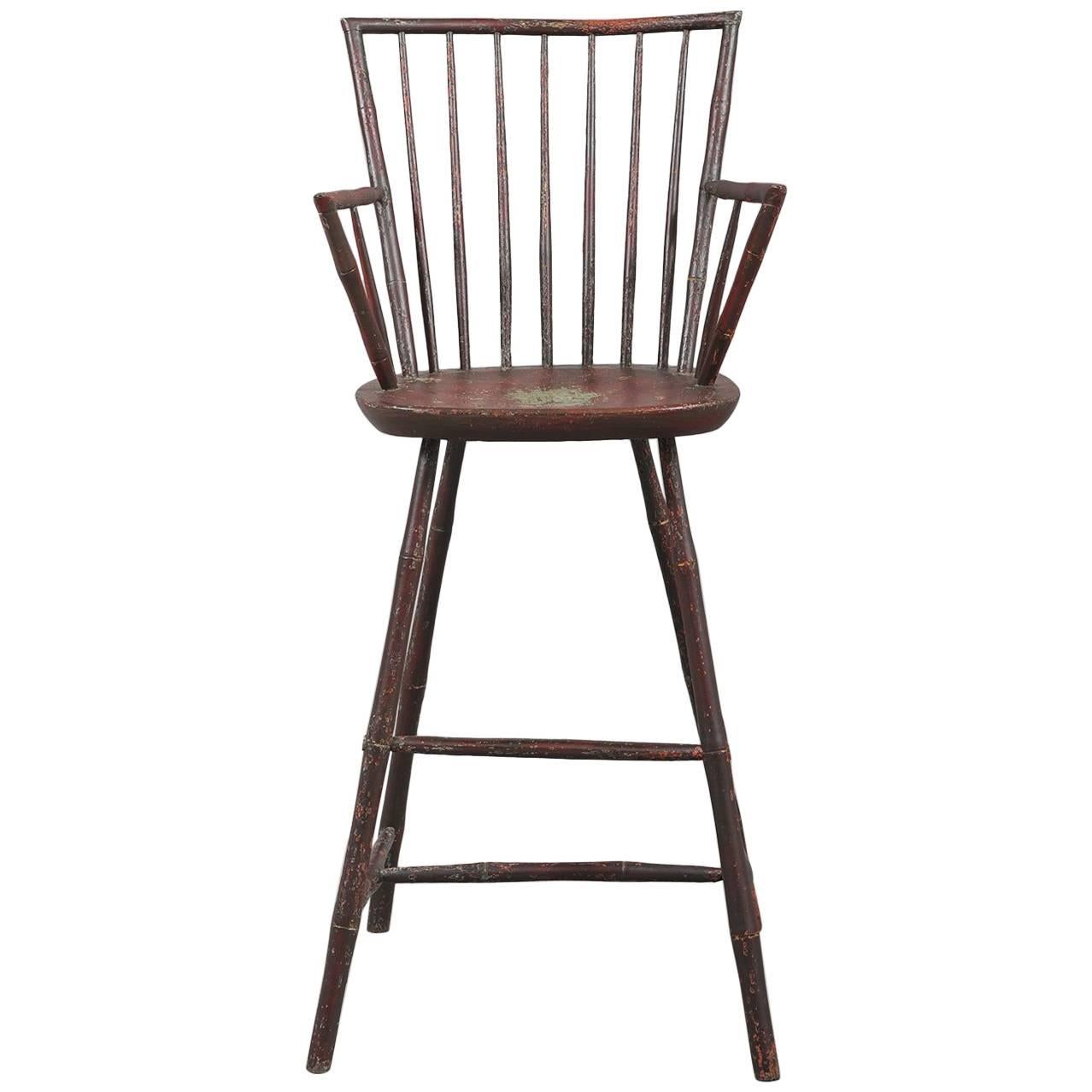 Tall Painted Windsor Armchair For Sale