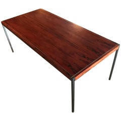 1960s Richard Schultz Rosewood and Chrome Conference Dining Table or Desk
