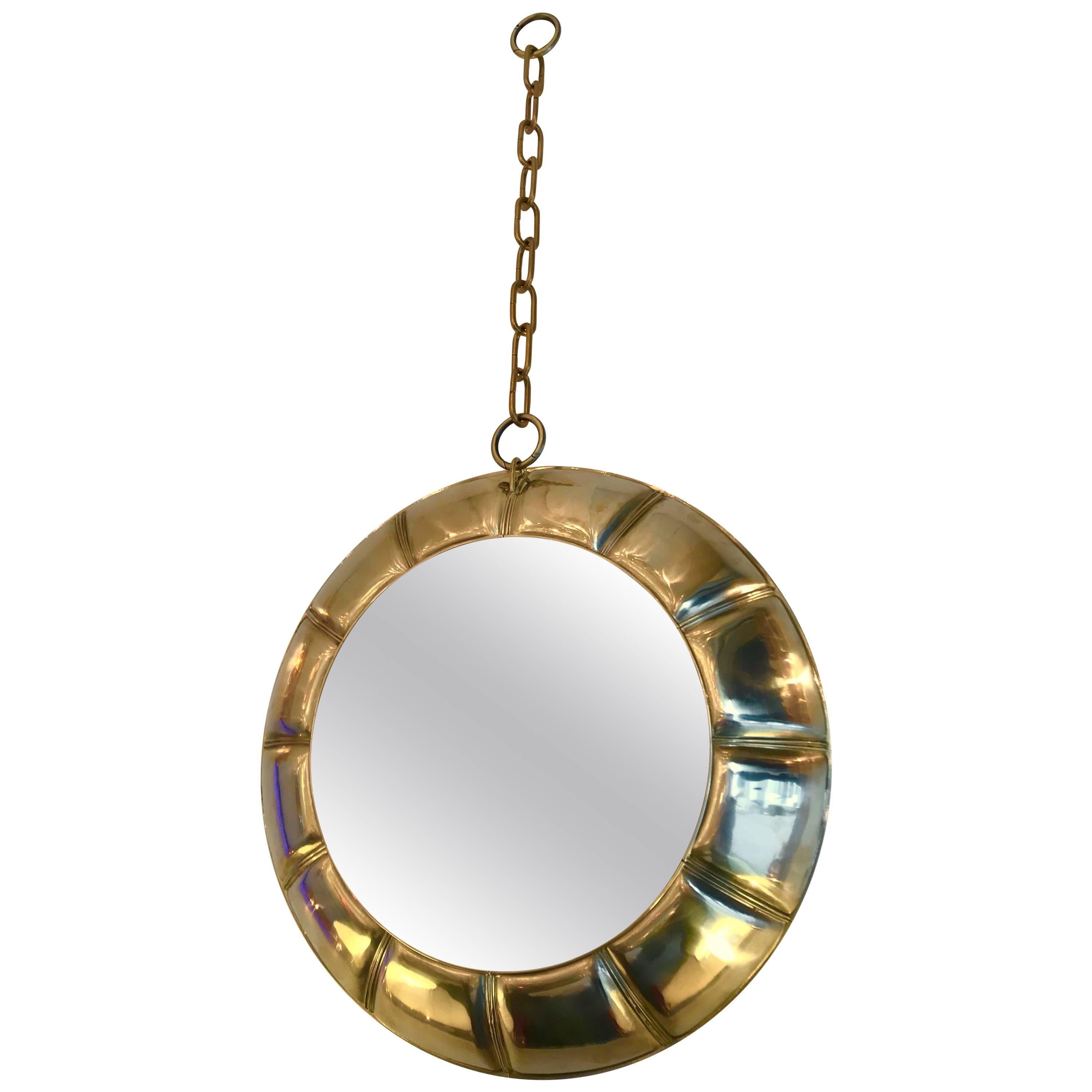 Contemporary Chain Brass Mirror, Italy For Sale