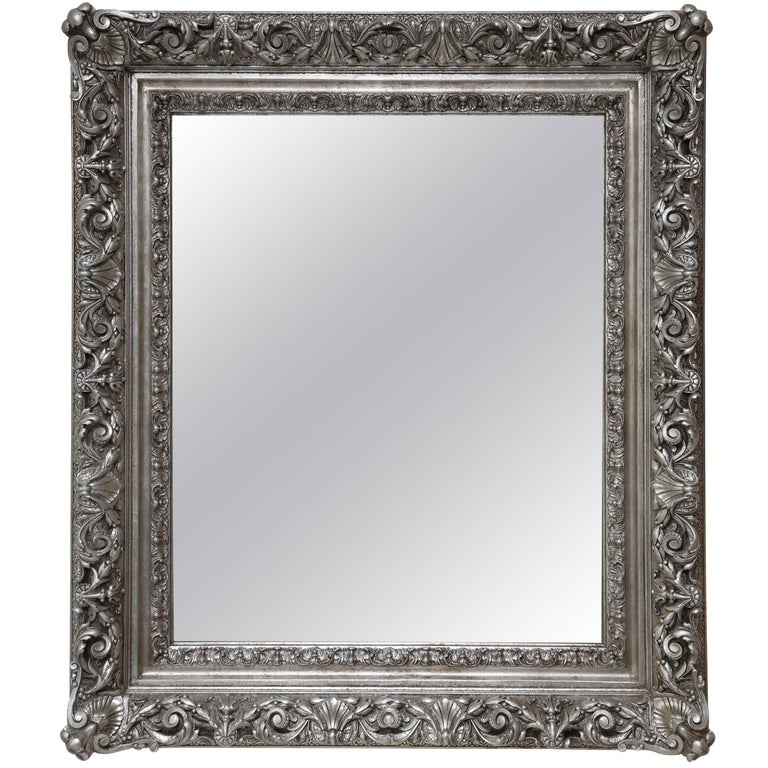 Antique Baroque Silver Gilt Carved and Gessoed Mirror at 1stDibs