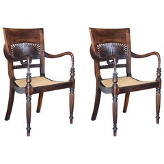 Pair of British Colonial Style Armchairs
