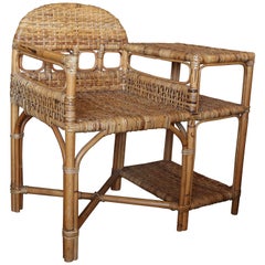 Vintage Rattan Telephone Table