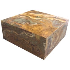 20th Century Italian Square Onyx Marble Coffee Table in the Style of Aldo Tura