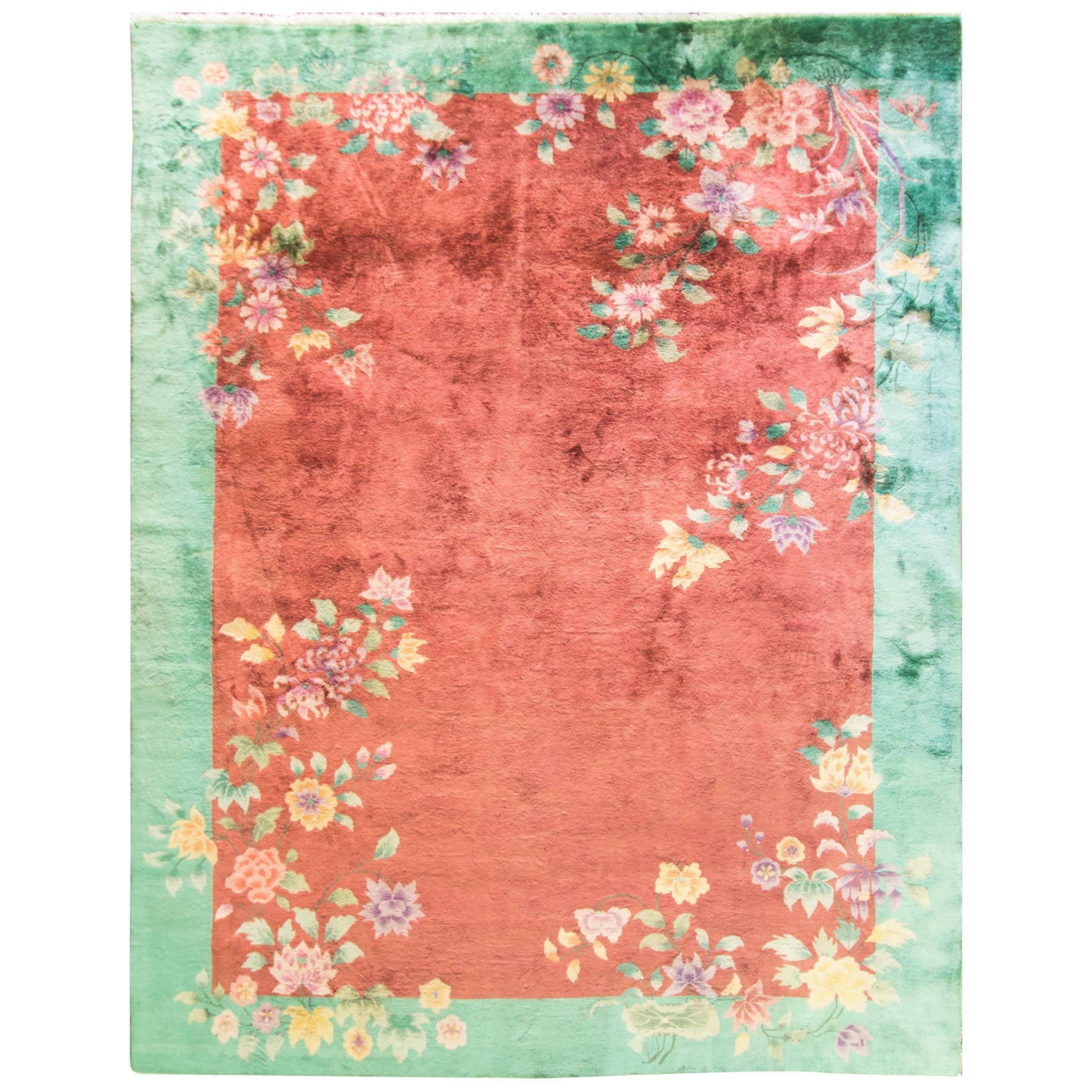 Antique Art Deco Chinese Carpet, Perfect